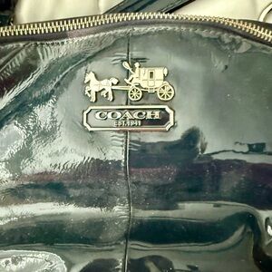 Elegant Coach Navy Patent Leather Bag